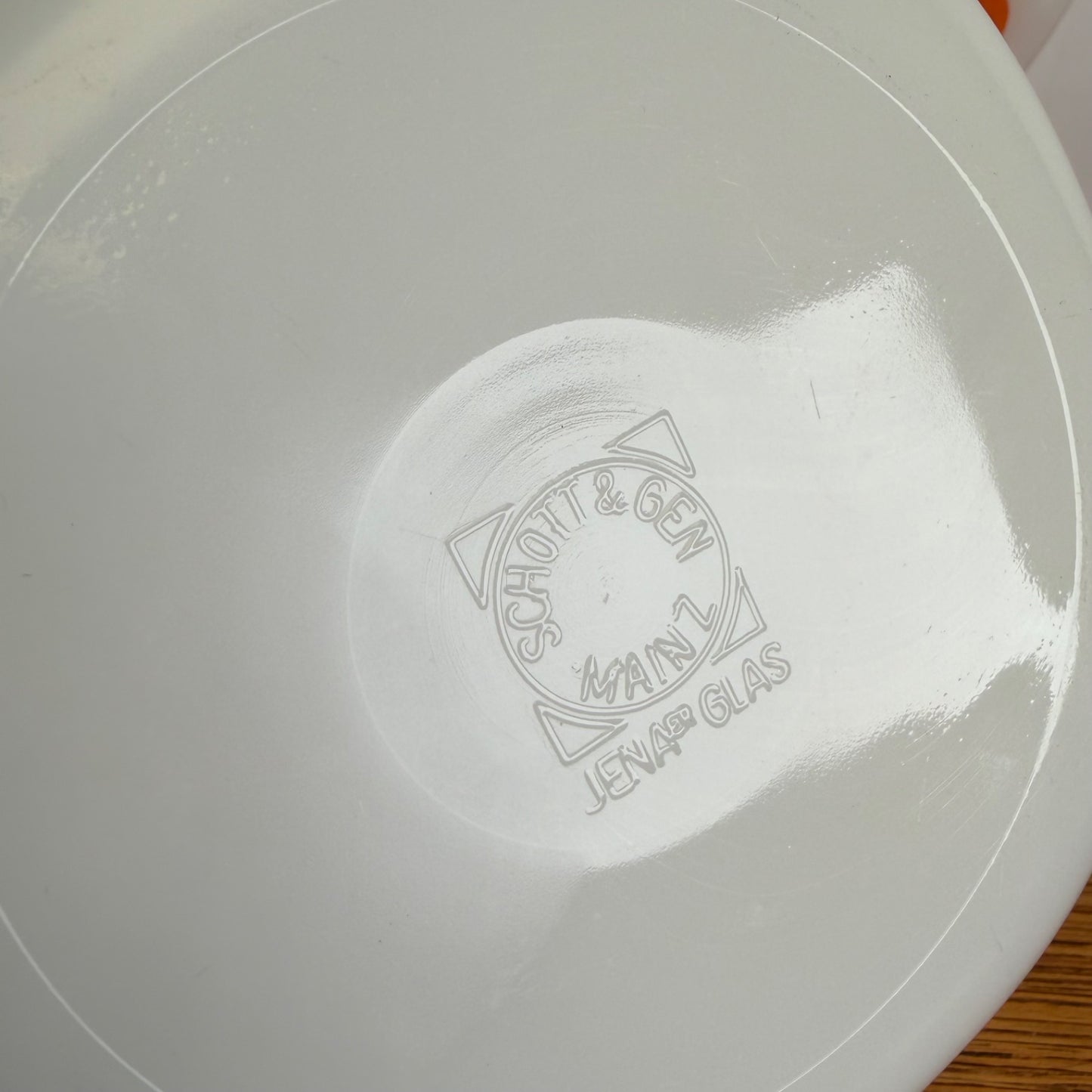 Vintage Jena glas schaal en bord Pauwenoog