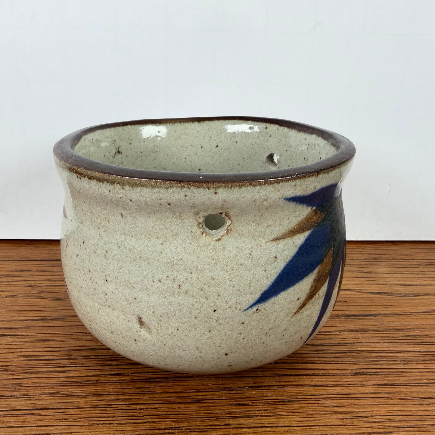 Vintage hangbloempot blauw bruin