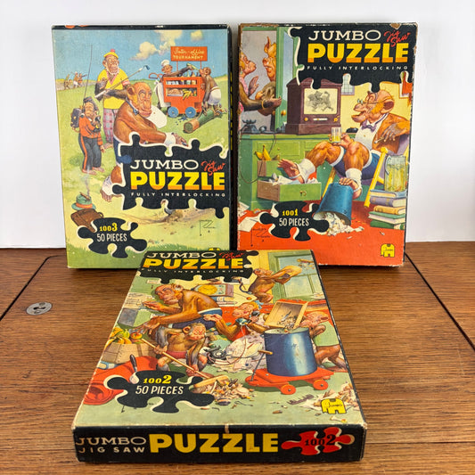 Vintage Jumbo puzzels apen, set van 3