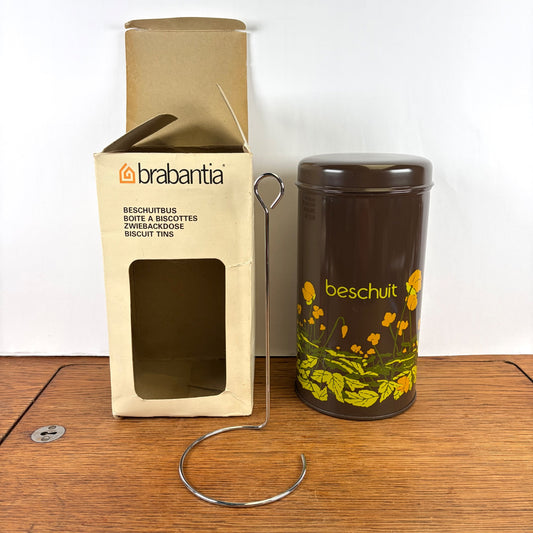 Vintage Brabantia beschuitbus Boterbloem incl beschuitlift