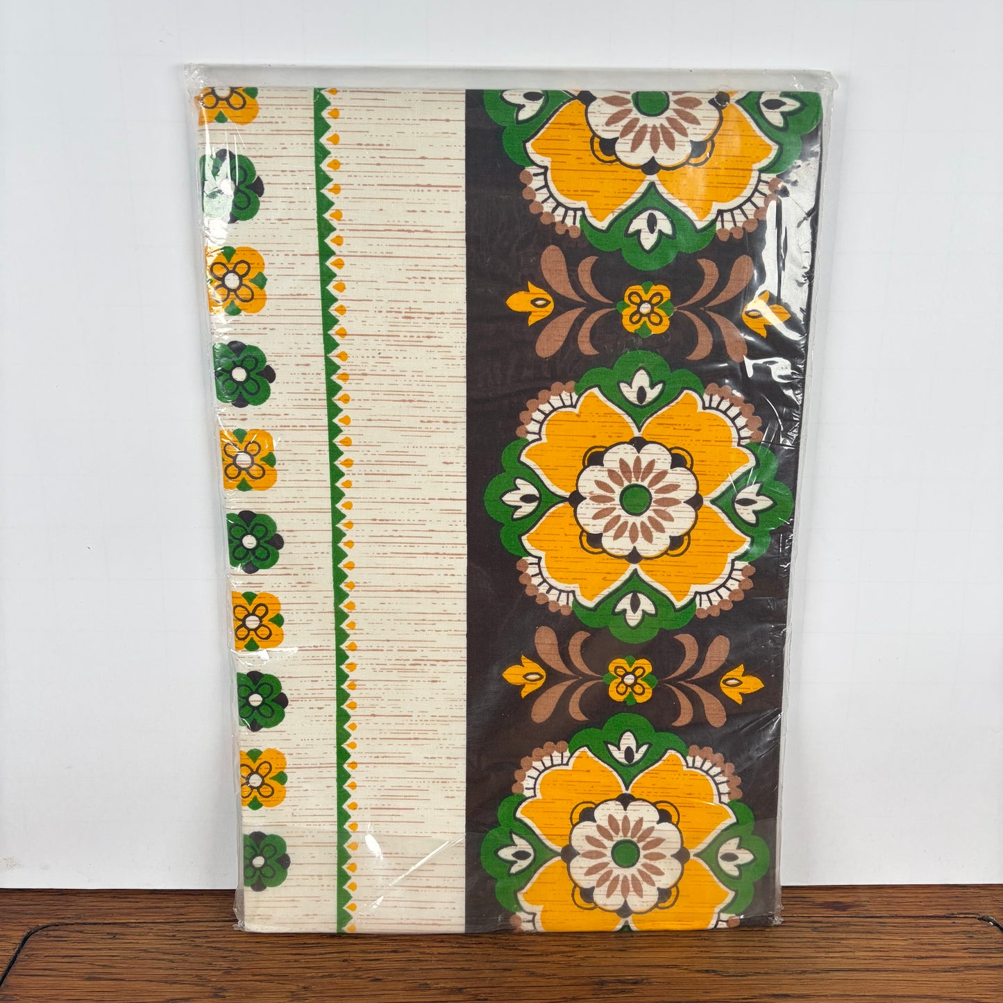 Vintage tafelkleed groen geel bruin