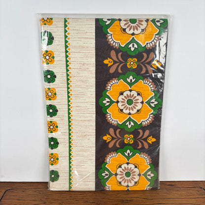 Vintage tafelkleed groen geel bruin