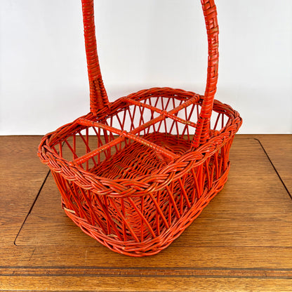 Vintage oranje rieten flessenrek