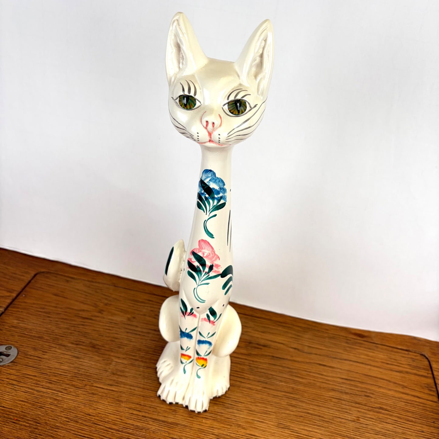 Vintage kat wit met bloemen Portugal