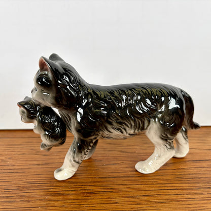 Vintage porseleinen kat met kitten