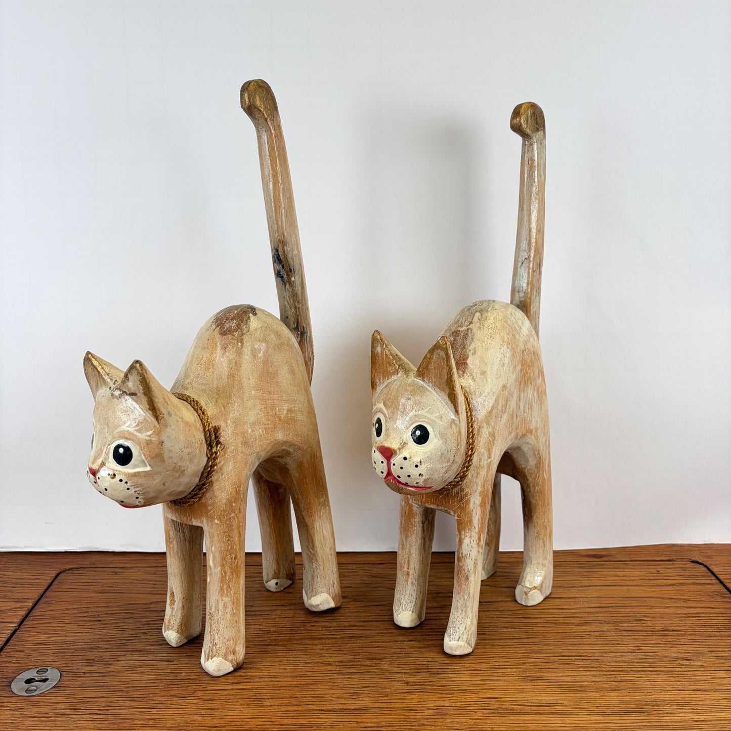Vintage houten katten set