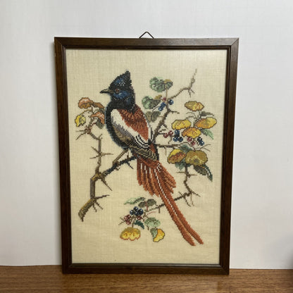 Vintage geborduurde vogel