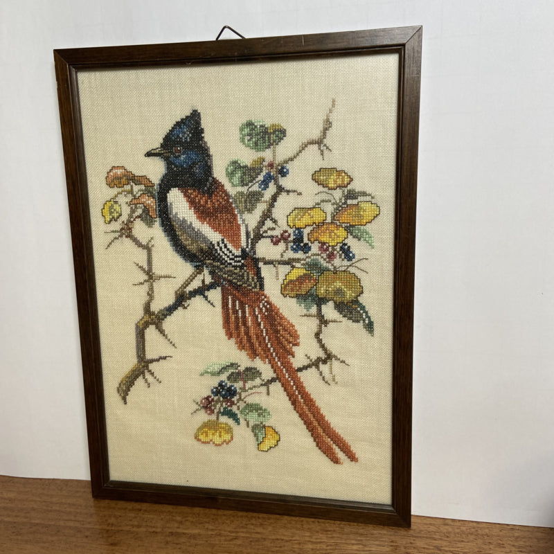 Vintage geborduurde vogel