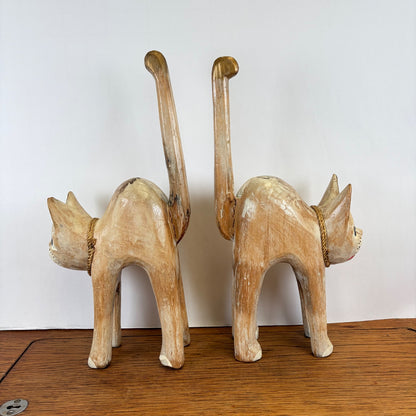 Vintage houten katten set