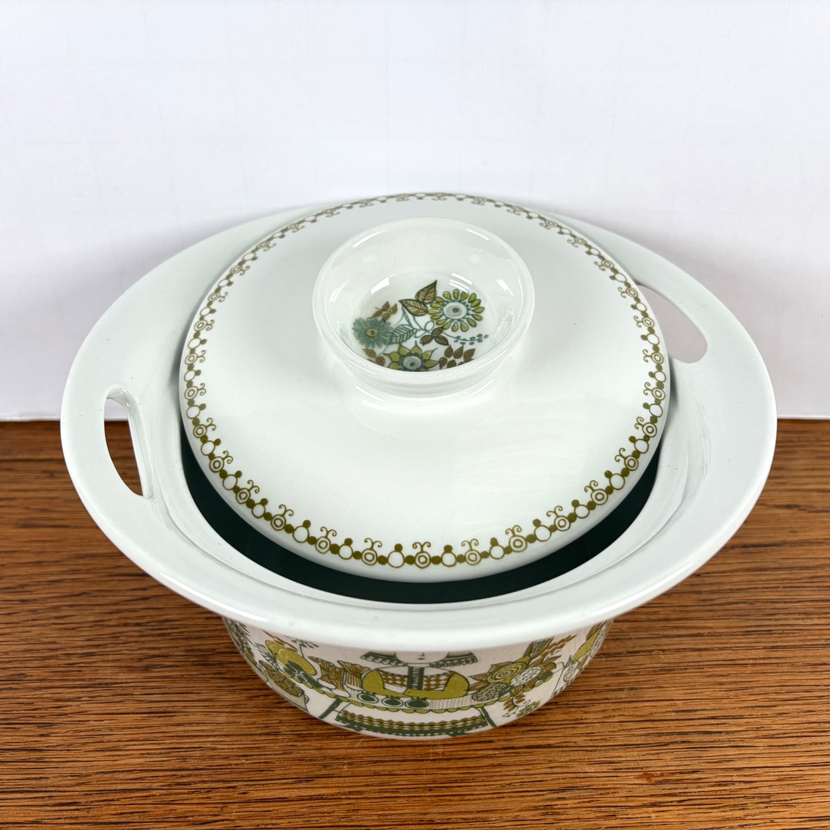 Vintage Figgjo Flint dekschaal Market groen