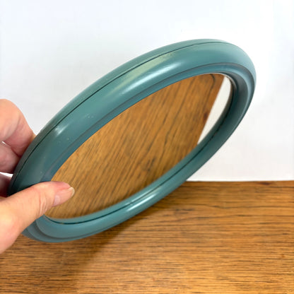 Vintage ronde spiegel blauw grijs