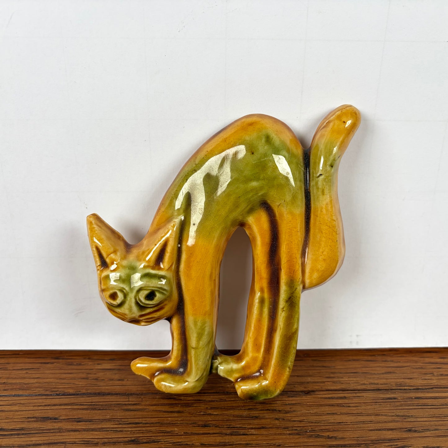 Vintage keramieken wandhanger kat