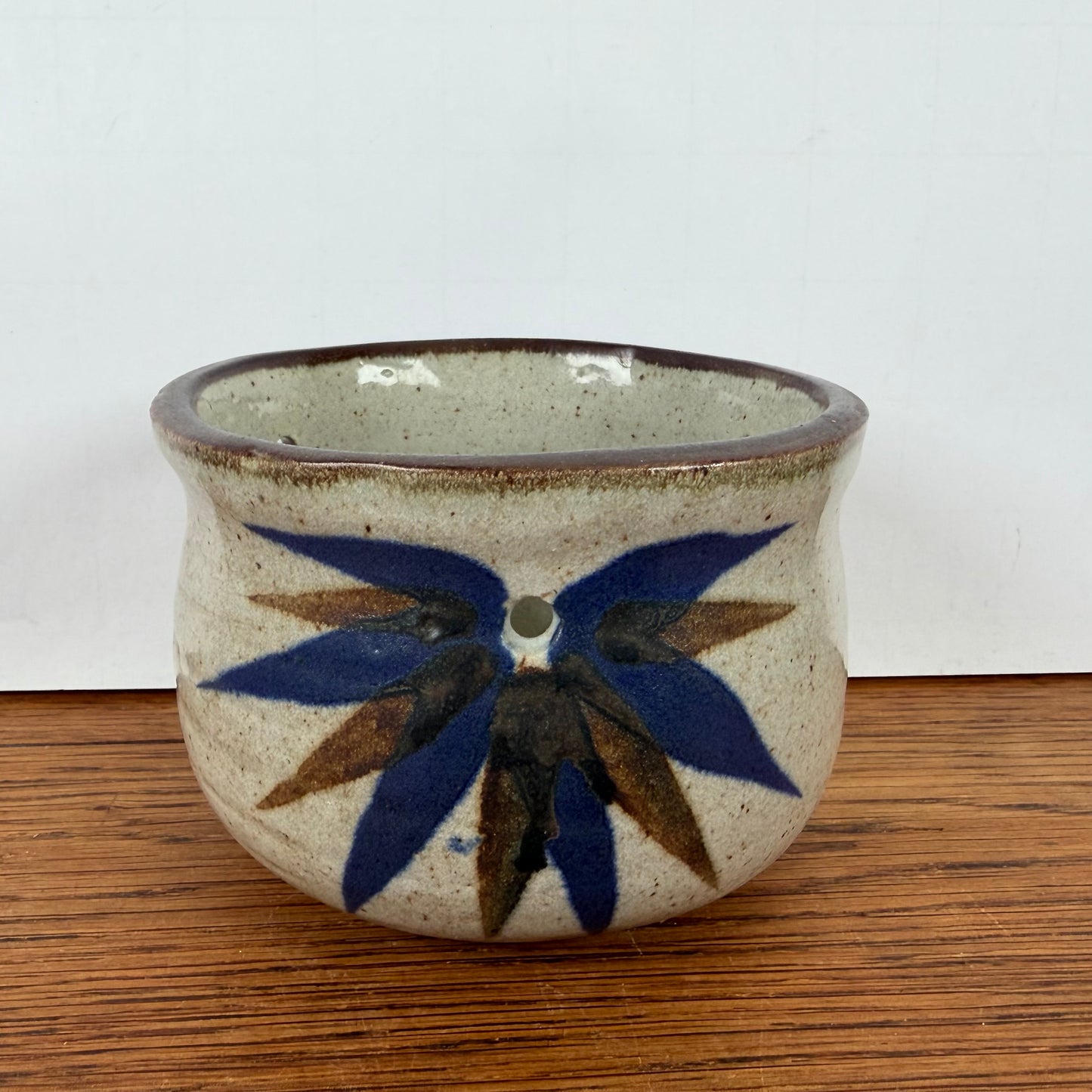 Vintage hangbloempot blauw bruin