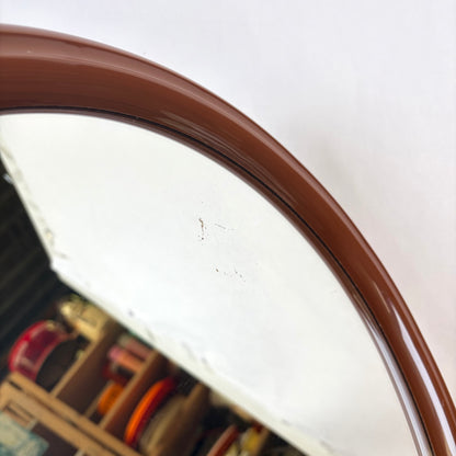 Vintage ronde spiegel bruin kunststof