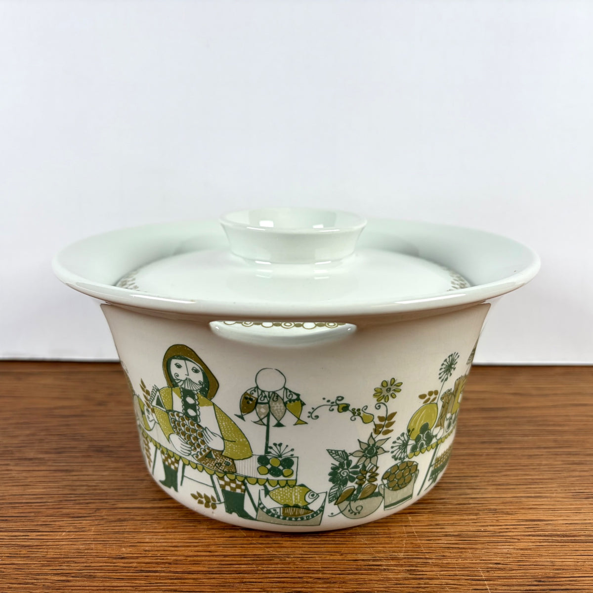 Vintage Figgjo Flint dekschaal Market groen