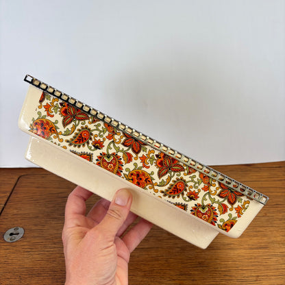Vintage radiatorbakje paisley oranje met rooster