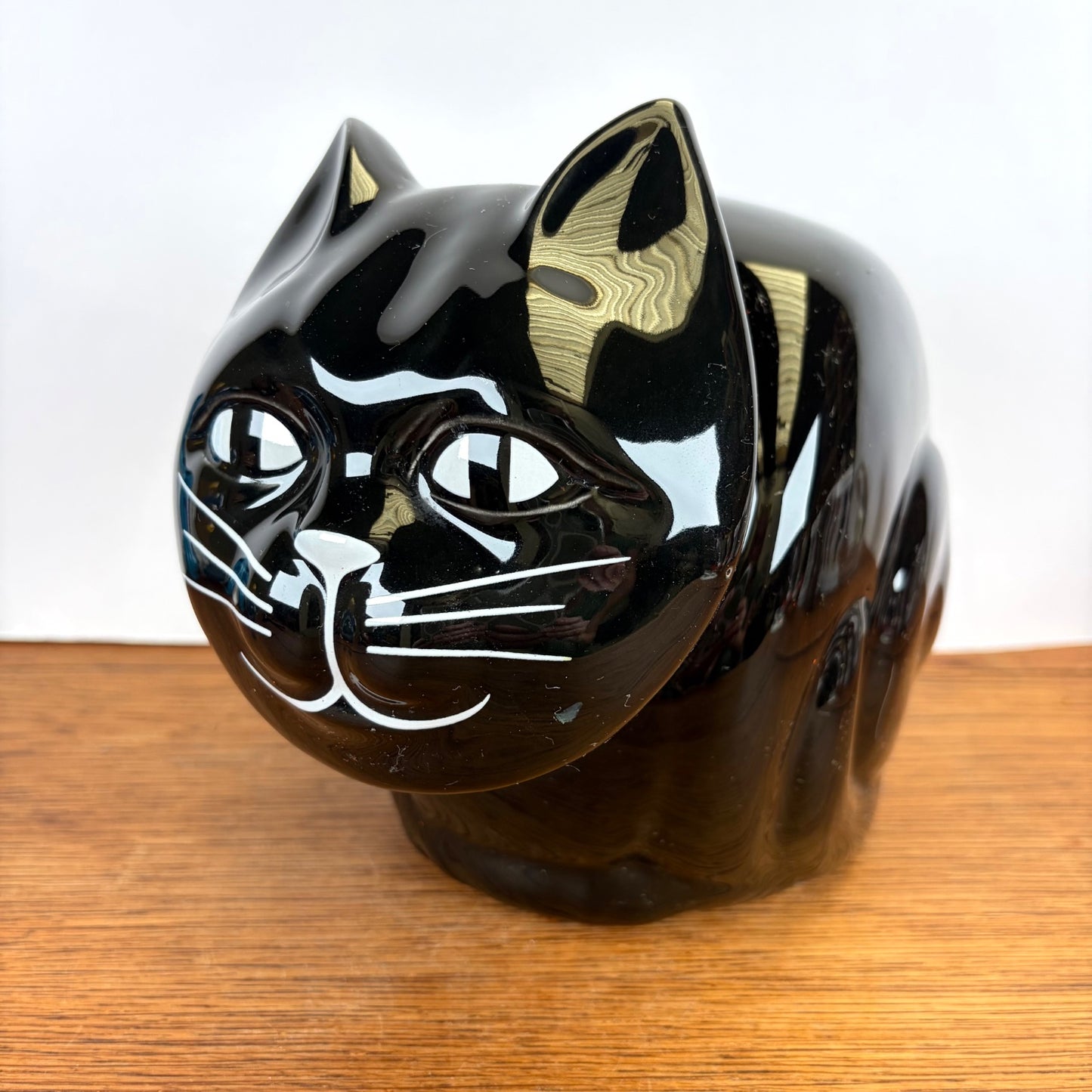 Vintage zwarte keramieken kat snoeppot