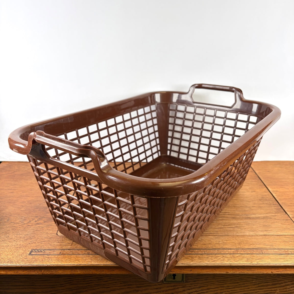 Vintage bruine plastic wasmand Sulo