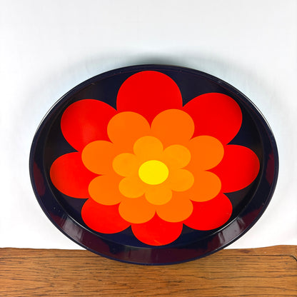 Vintage jaren 70 dienblad bloem