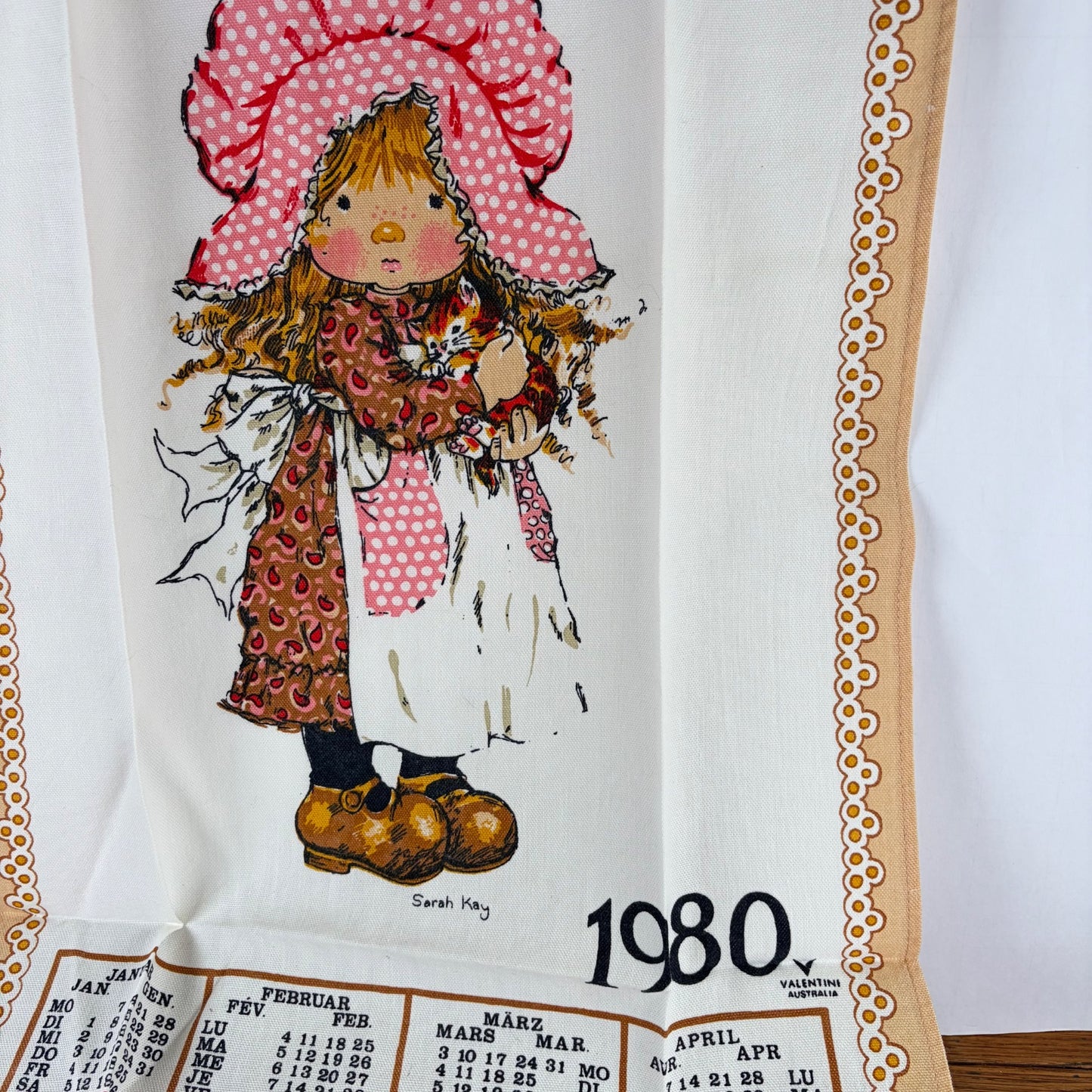 Vintage Sarah Kay stoffen kalender 1980