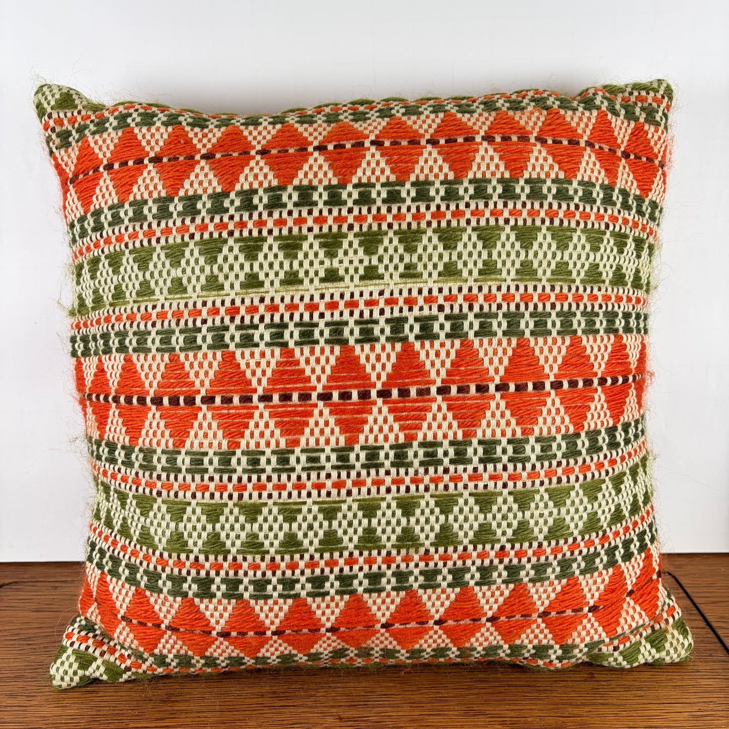 Vintage kussen oranje groen