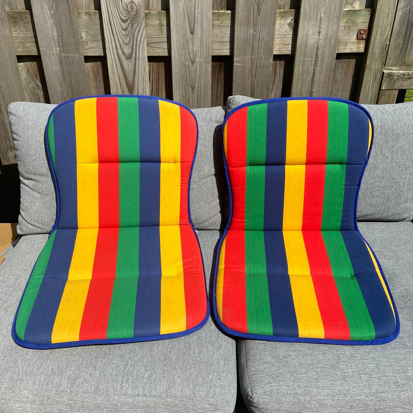 Vintage tuinstoel kussens streep