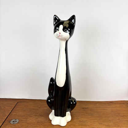 Vintage kat zwart-wit lange nek