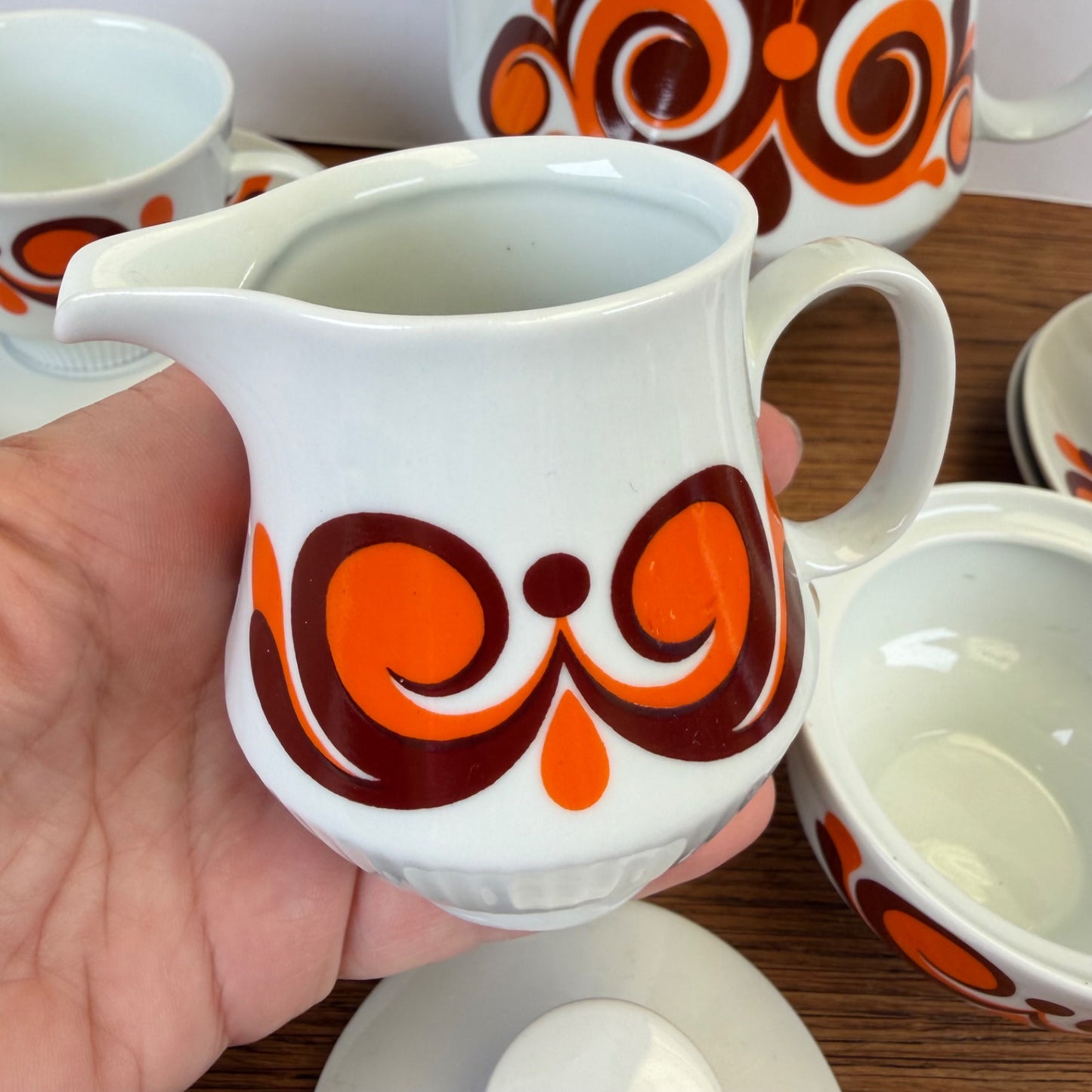 Vintage Colditz koffieservies oranje bruin