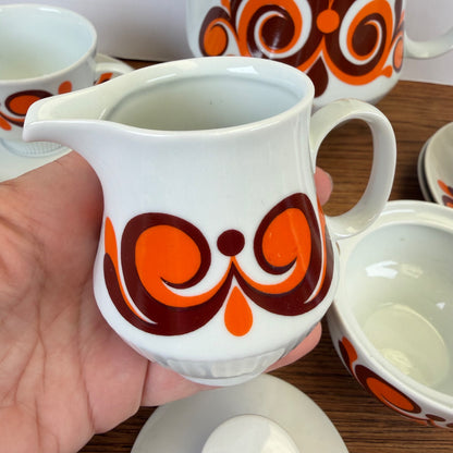 Vintage Colditz koffieservies oranje bruin