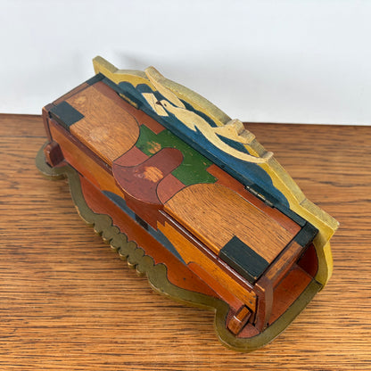 Vintage houten postzegel doosje