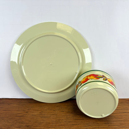 Vintage Emsa bord en potje appelmotief