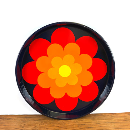 Vintage jaren 70 dienblad bloem