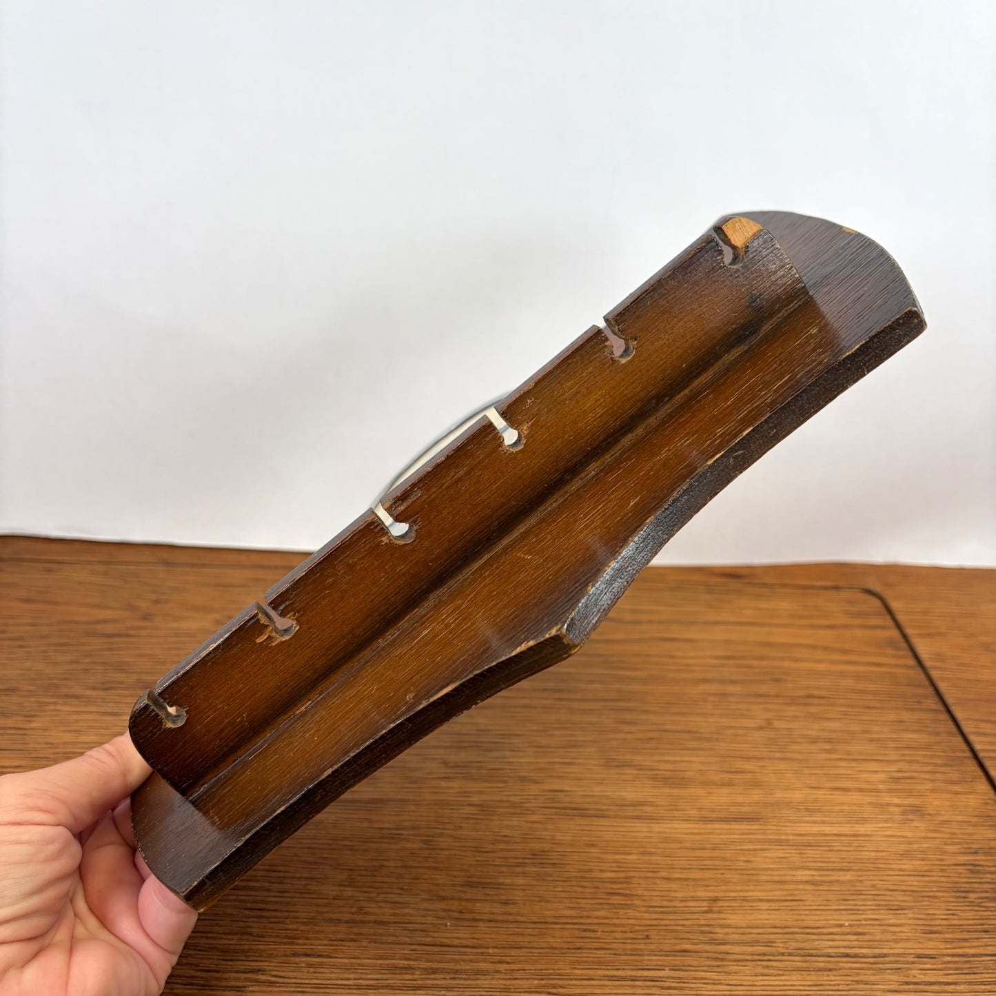Vintage houten lepelrekje met molen
