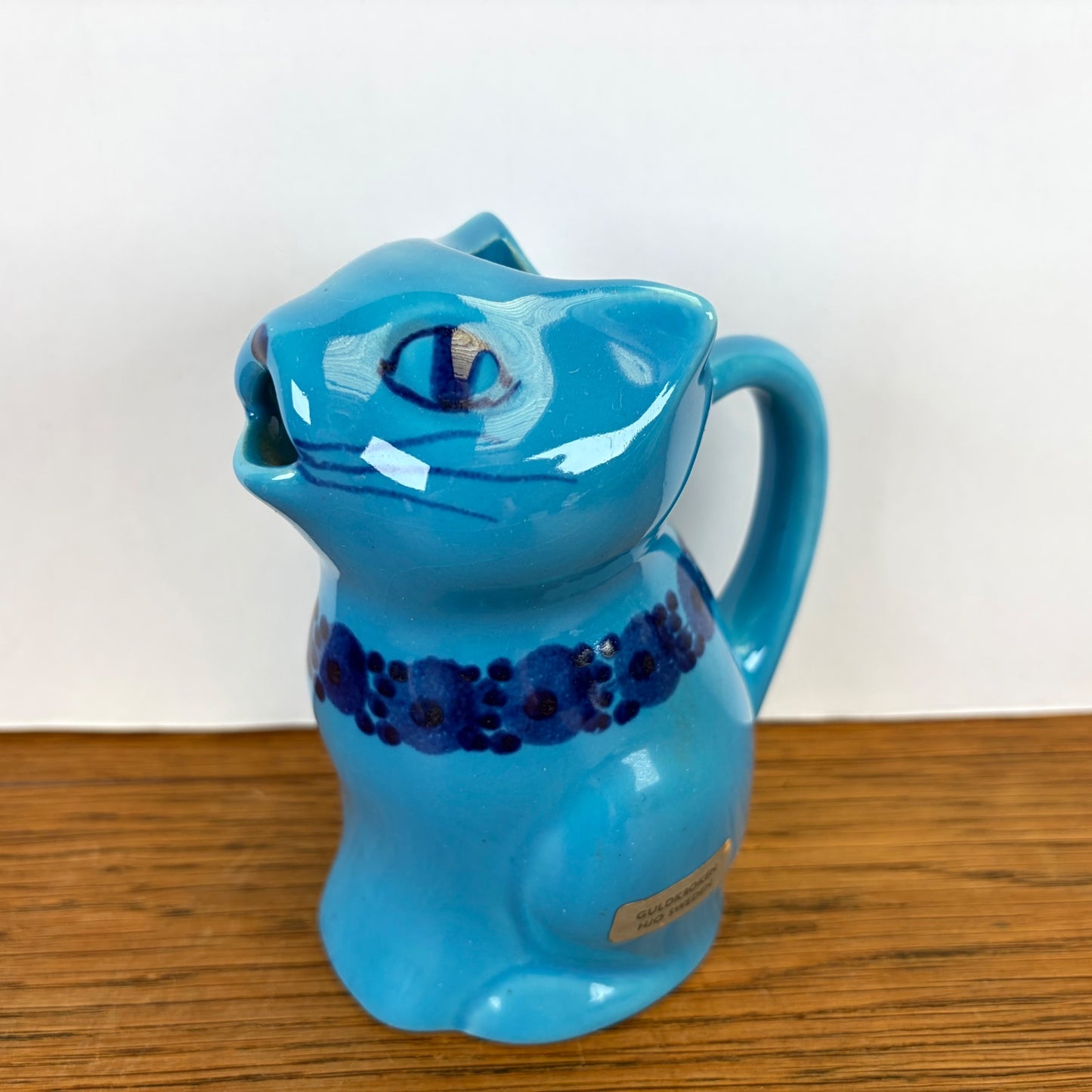 Vintage Guldkroken Hjo Sweden roomkannetje kat