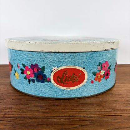 Vintage rond blik bloemendame