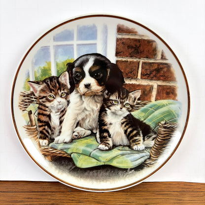 Vintage sierbord kittens en puppy