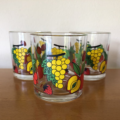 3 vintage fruitglaasjes