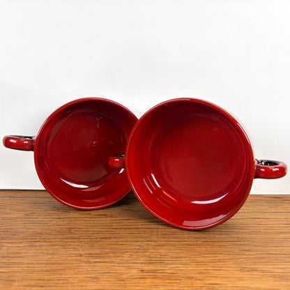 Vintage soepkommen rood bruin