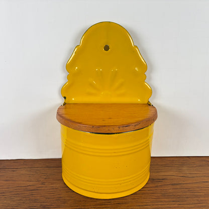 Vintage emaille zoutpot geel