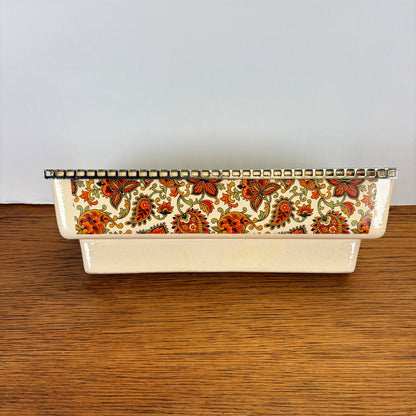 Vintage radiatorbakje paisley oranje met rooster