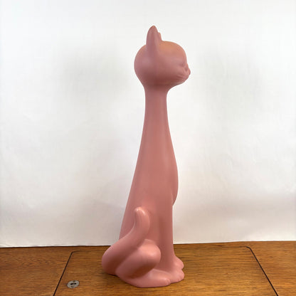 Vintage grote roze keramiek kat staand