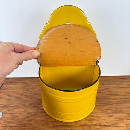 Vintage emaille zoutpot geel