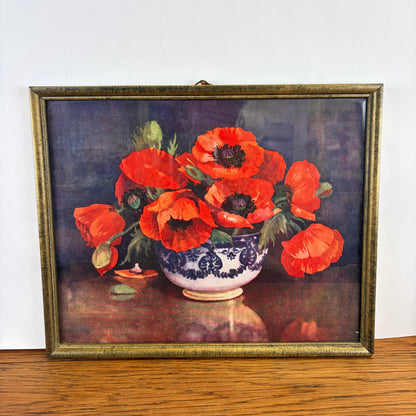 Vintage schilderij klaprozen
