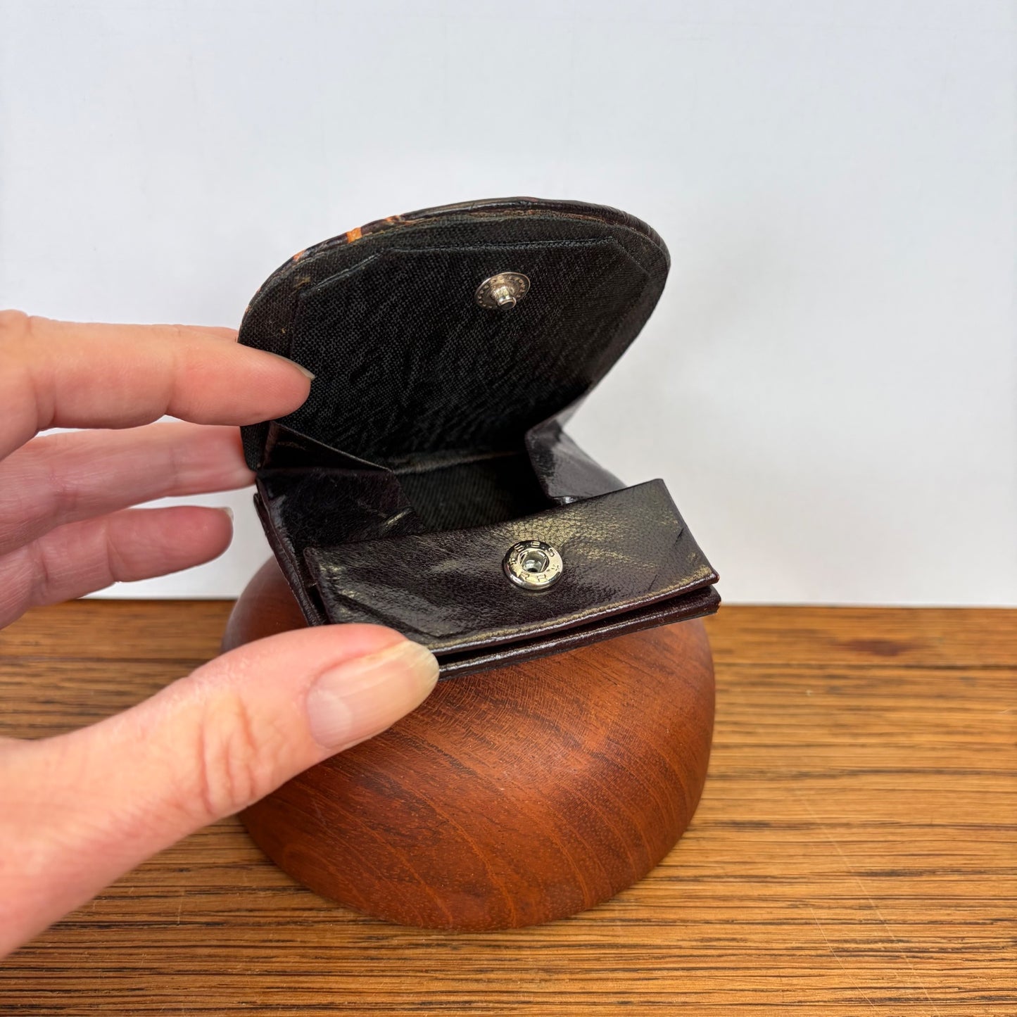 Vintage leren portemonnee uil