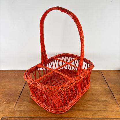 Vintage oranje rieten flessenrek