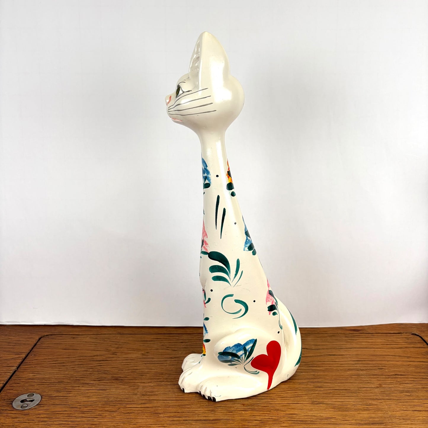Vintage kat wit met bloemen Portugal