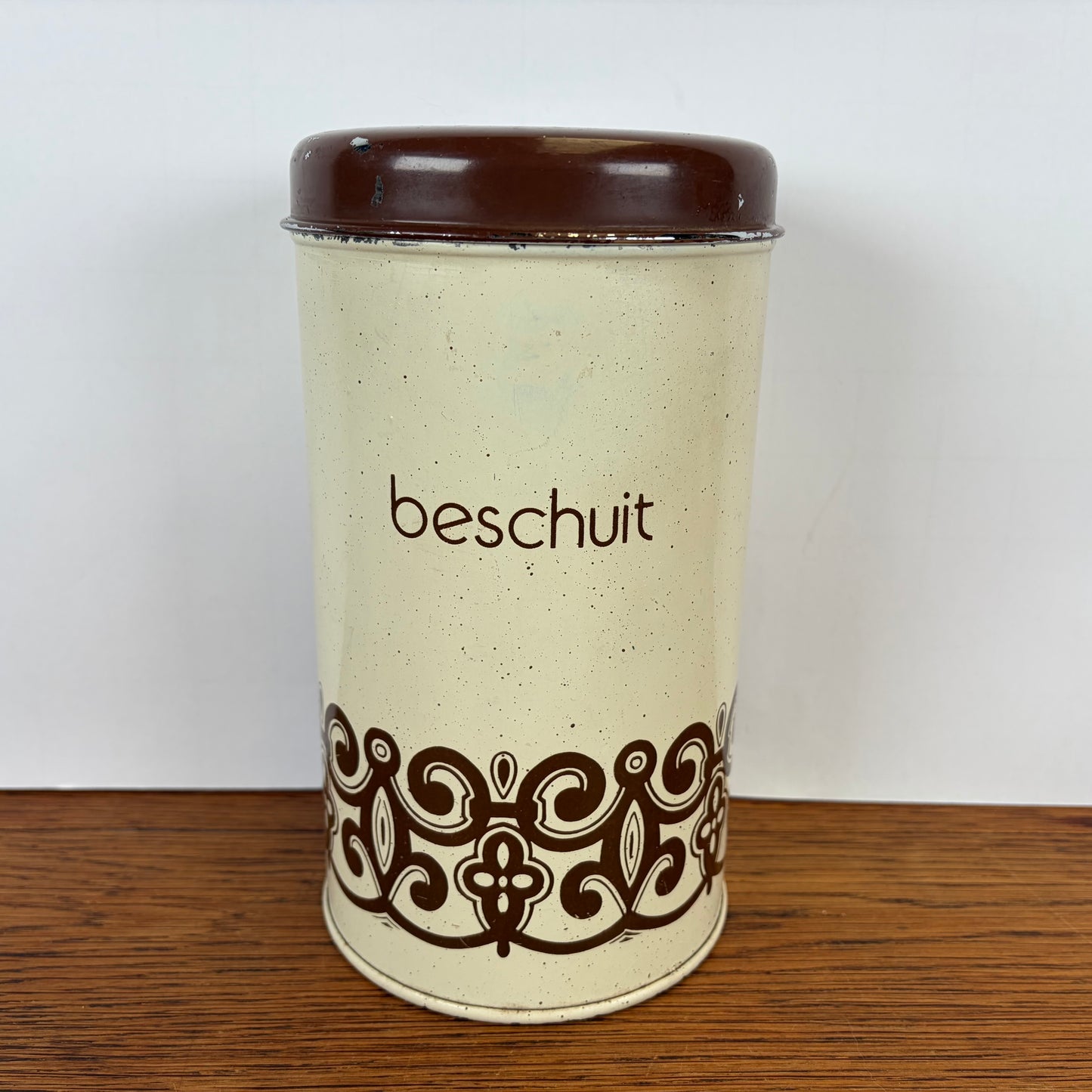 Vintage Brabantia beschuitbus creme bruin