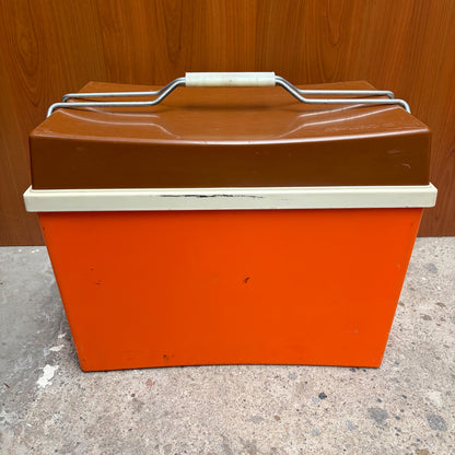 Vintage Curver koelbox oranje bruin