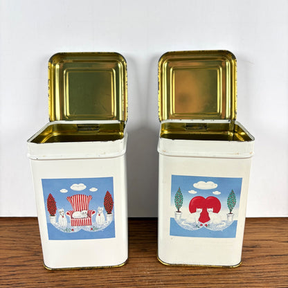 Vintage witte blikjes katten