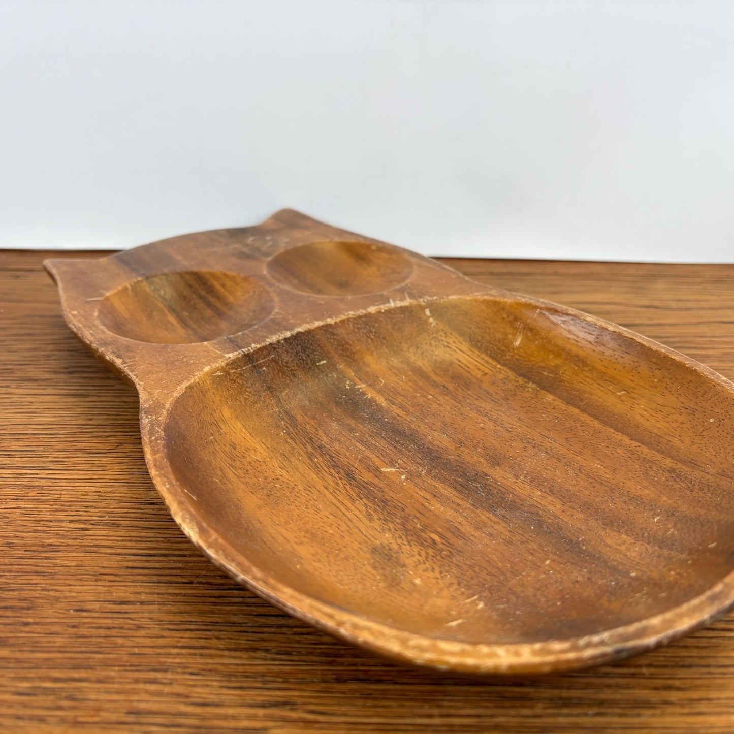 Vintage houten schaaltje uil
